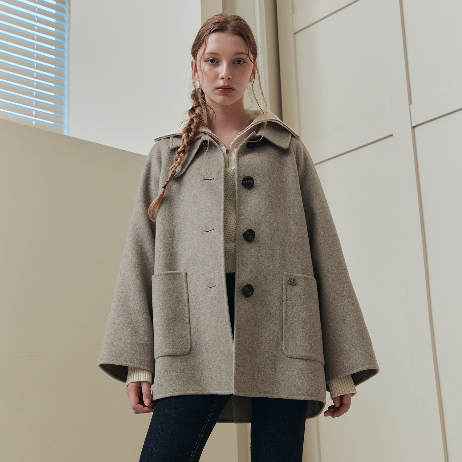 [오트밀 단독][제로스트릿][6컬러] 핸드메이드 에이라인 울 하프 코트 리뷰, 이건 필수템이에요