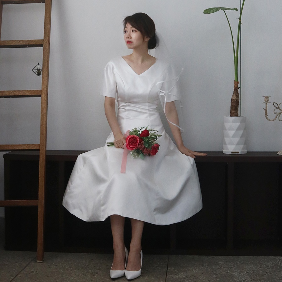 (자체제작) 라라리빠 소피아 새틴 셀프웨딩드레스 반팔 코르셋 원피스 리뷰
